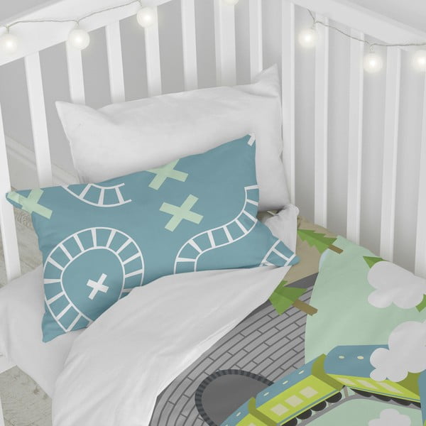 Lenjerie de pat din amestec de bumbac pentru copii Happynois Train, 115 x 145 cm-image-3