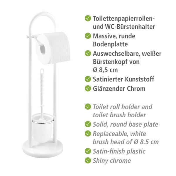 Perie de toaletă cu suport pentru hârtie Wenko Siena, alb-image-3