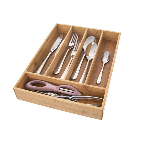 Organizator din bambus pentru tacâmuri pentru sertar 26 x 35 cm - Orion-image-2