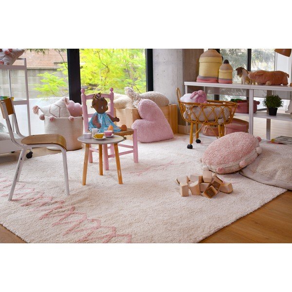 Covor roz/crem lavabil/țesut manual din bumbac 170x240 cm Atlas Natural – Lorena Canals-image-1