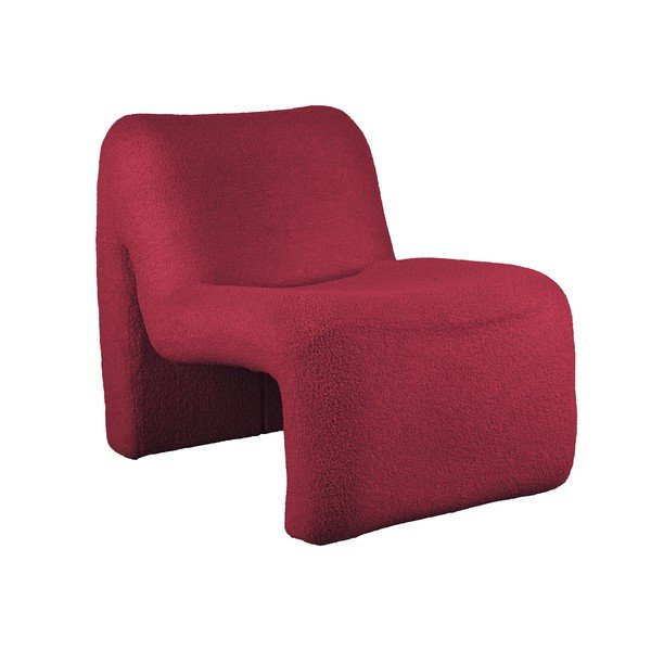 Fotoliu roșu/burgundy cu tapițerie din țesătură bouclé Fuerza – Leitmotiv