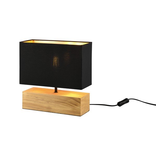 Veioză neagră/în culoare naturală cu abajur textil (înălțime 30 cm) Woody – Reality-image-1