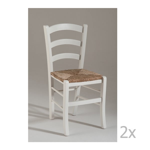 Set 2 scaune de bucătărie din lemn Castagnetti Sedia, alb 