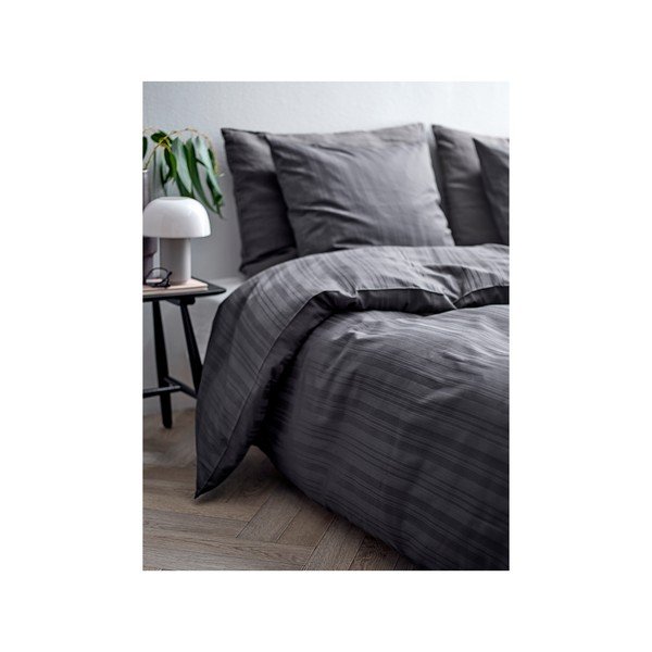 Lenjerie de pat gri antracit din damasc pentru pat de o persoană 140x200 cm Noble – Södahl-image-1
