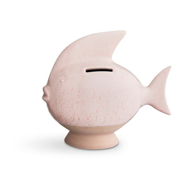Pușculiță din gresie Kähler Design Moneybank Fish, roz