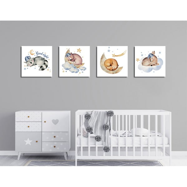 Tablouri 4 buc. 30x30 cm Good Night – Wallity-image-2