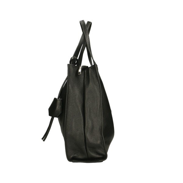 Geantă din piele Chicca Borse Crispy, negru-image-1