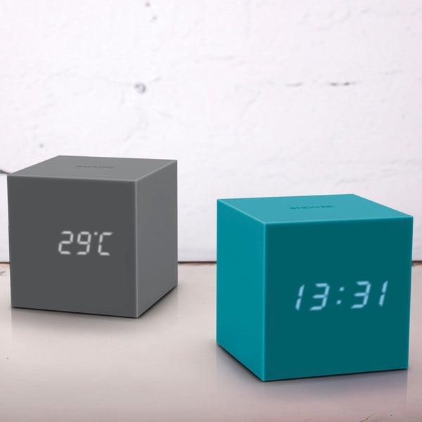 Ceas deșteptător cu LED Gingko Gravity Cube, gri-image-1