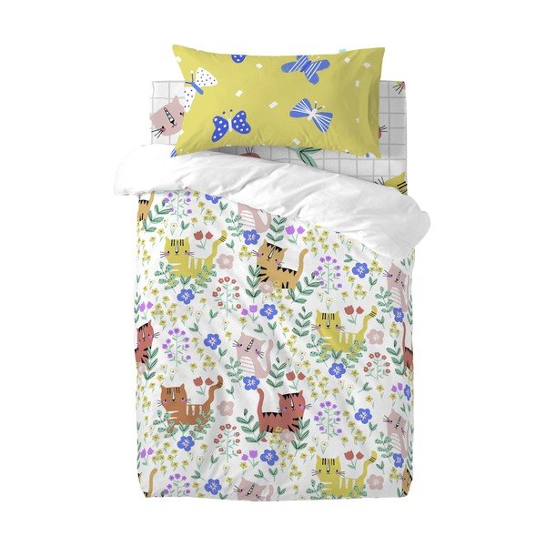 Cearceaf din bumbac pentru copii Moshi Moshi Meow, 70 x 140 cm-image-2