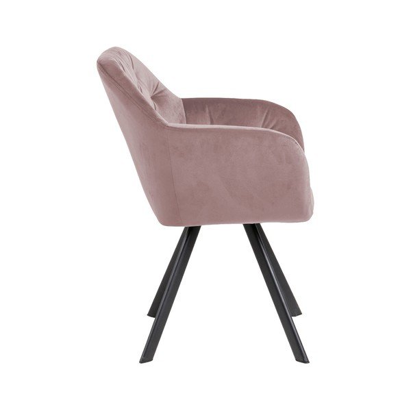 Scaun de sufragerie roz deschis cu cotiere tapițat Lola – Actona-image-3