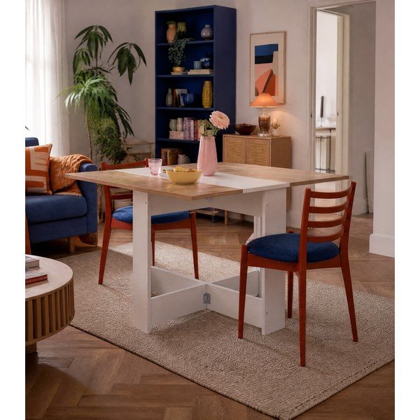 Masă de dining extensibilă cu blat cu aspect de lemn de stejar 76x28 cm Papillon – TemaHome-image-4