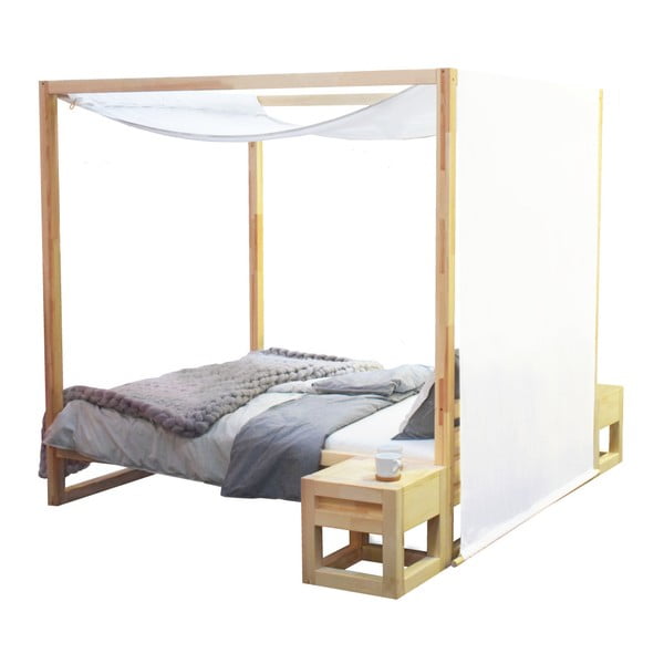 Pat dublu din lemn Benlemi Baldee Bella Natural, 200 x 190 cm-image-1