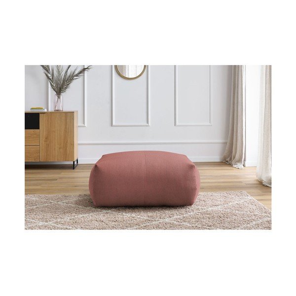 Taburet roz deschis cu tapițerie din catifea reiată Voltaire – Bobochic Paris-image-1