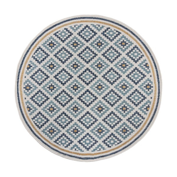 Covor pentru exterior și interior galben/albastru rotund ø 160 cm Zia Trellis – Flair Rugs
