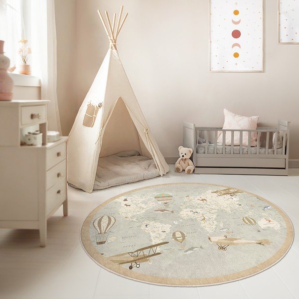 Covor de joacă pentru copii lavabil ø150 cm Vintage World – Mila Home-image-4
