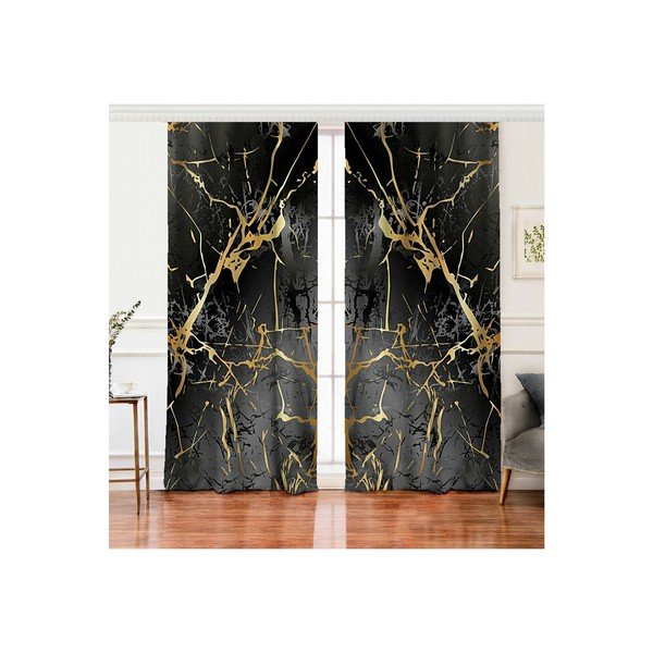 Draperii negre-aurii 2 buc. 140x260 cm – Mila Home-image-2
