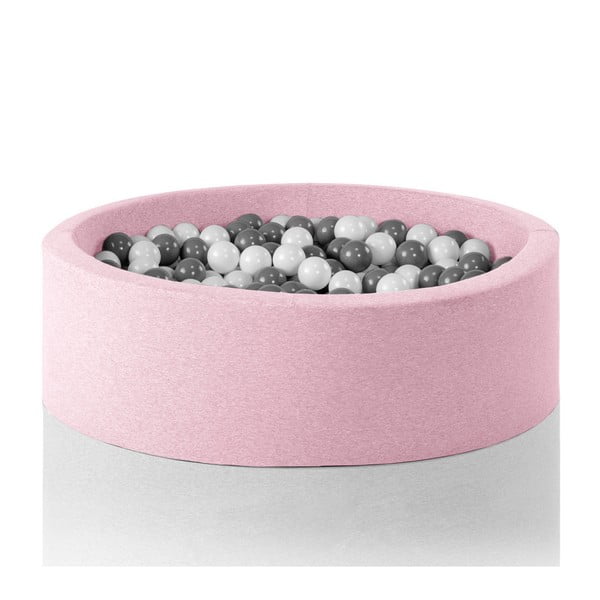 Piscină rotundă pentru copii cu 200 de mingi Misioo, 90 x 30 cm, roz deschis