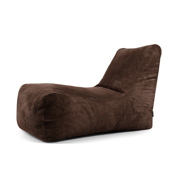 Fotoliu bean bag maro închis cu tapițerie din catifea reiată Lounge – SLOWDOWN