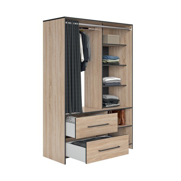Dulap negru cu aspect de stejar 122x182 cm Jungo - TemaHome -image-2