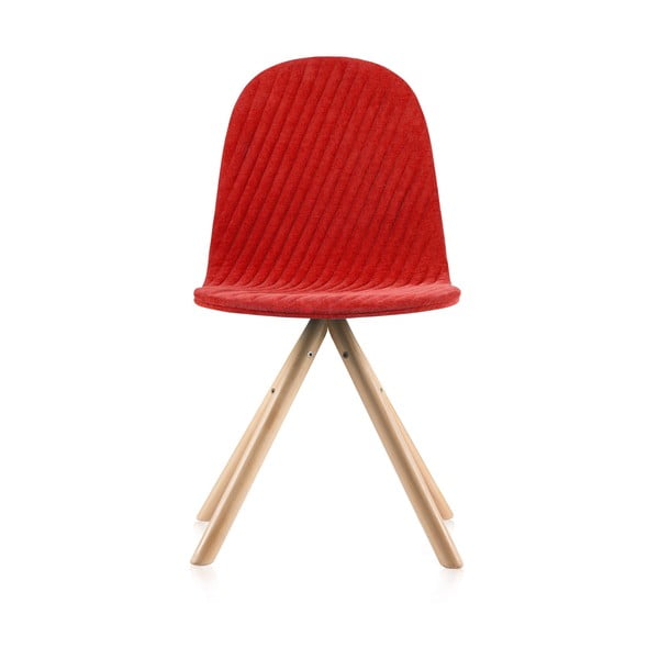 Scaun cu picioare în nuanță naturală Iker Mannequin Stripe, roșu