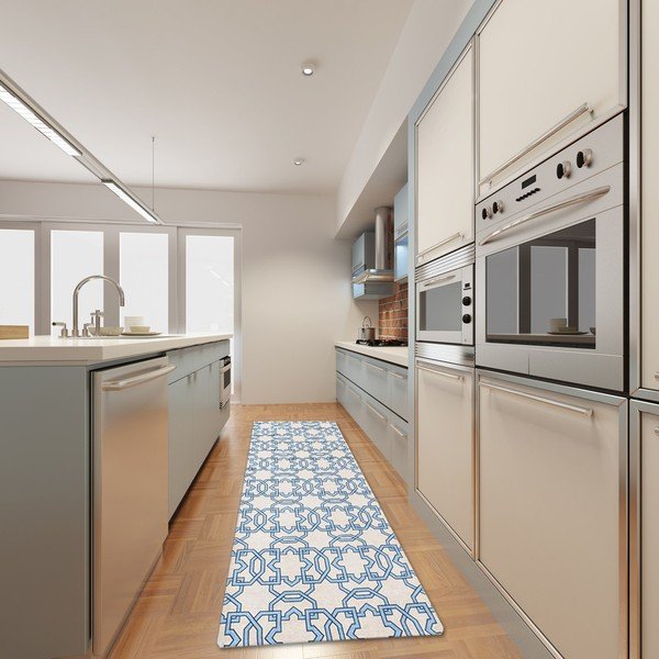Covor pentru bucătărie foarte rezistent Webtapetti Tiles Blue, 80 x 130 cm-image-1