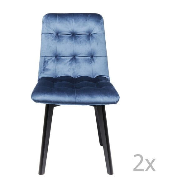 Set 2 scaune din piele Kare Design Moritz, albastru