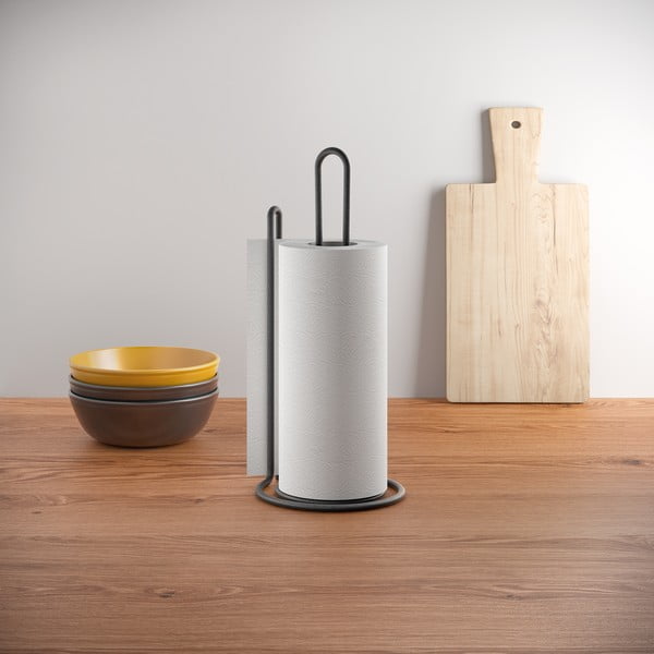 Suport pentru prosoape de bucătărie Metaltex My Roll Lava, negru-image-1