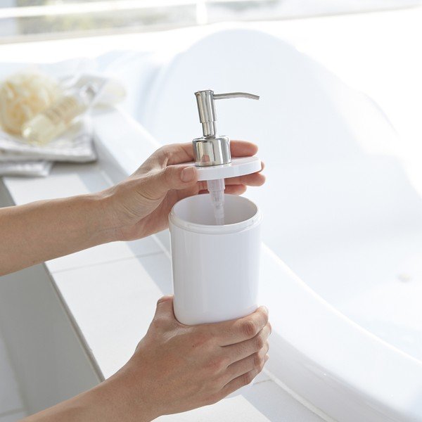 Dozator de săpun lichid alb din plastic 500 ml Round – YAMAZAKI-image-4