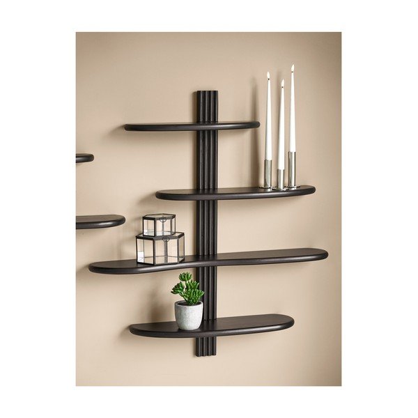 Raft negru etajat din lemn de stejar 80 cm Aliano – House Nordic-image-1