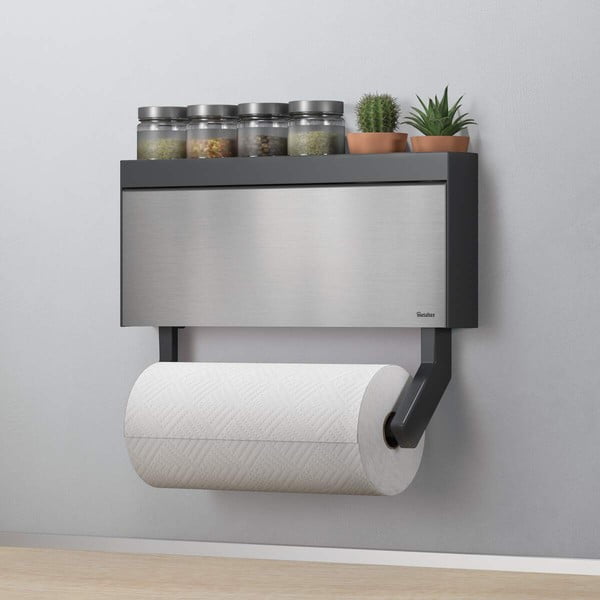 Suport de perete pentru prosoape de hârtie și folii de bucătărie Metaltex Tango Inox-image-1