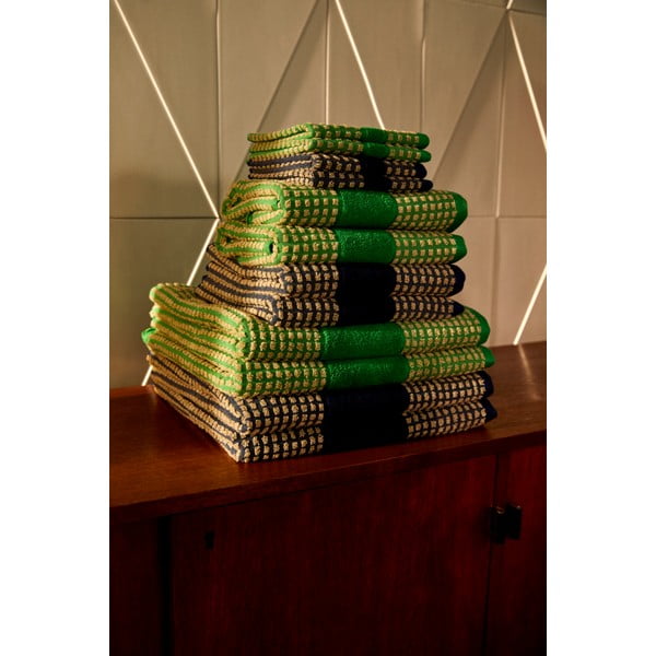 Prosop verde/bej din bumbac organic 70x140 cm Check – JUNA-image-4