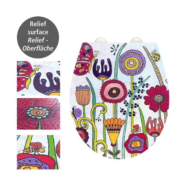 Capac WC 37 x 44,5 cm Easy-Close (cu închidere automată) Rollin'Art Full Bloom – Wenko-image-2