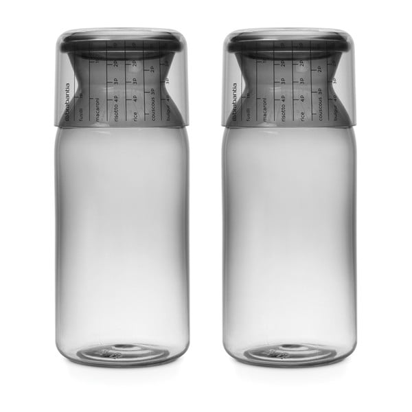 Set 2 recipiente din sticlă cu măsurători Brabantia, 1,3 l, gri închis