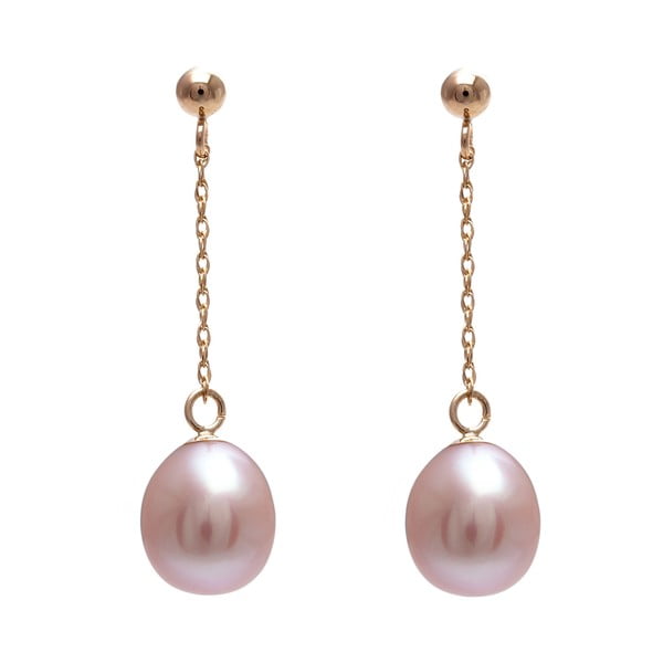 Cercei din perle de râu Gemseller Lunaria, perle roz