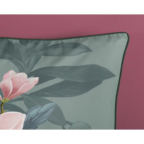 Lenjerie de pat din bumbac organic pentru pat de o persoană Descanso Rose, 140 x 220 cm, verde-image-2