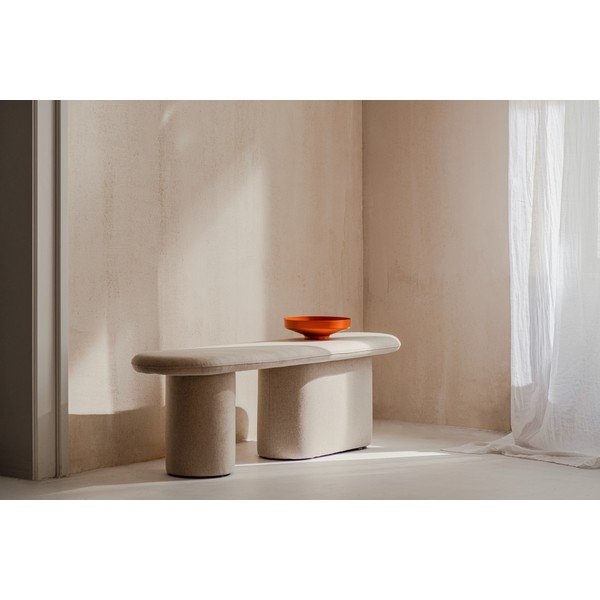 Bancă bej capitonată cu tapițerie din lână Rull – noo.ma-image-3