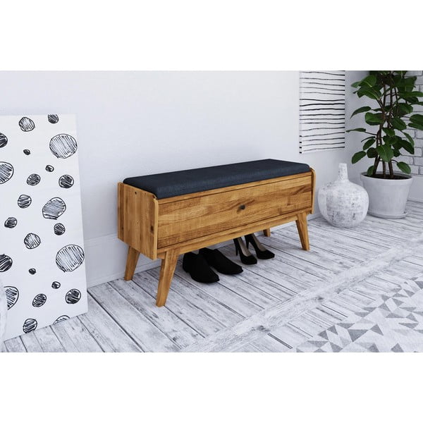 Bancă cu spațiu de depozitare din stejar cu șezut albastru Retro - The Beds-image-1