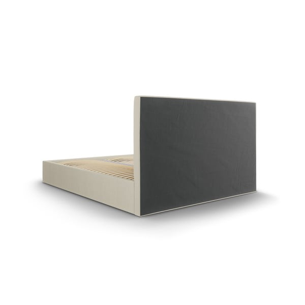 Pat matrimonial 180x200 cm bej tapițat cu spațiu de depozitare cu somieră Juniper – Mazzini Beds-image-4