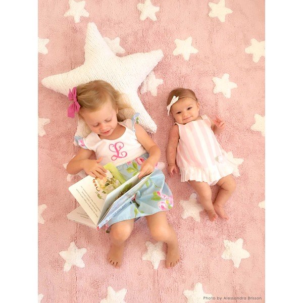 Covor pentru copii roz lavabil/țesut manual din bumbac 120x160 cm Stars – Lorena Canals-image-1