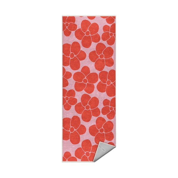 Covor tip traversă roșu-roz lavabil 80x200 cm Poppy Fields – Mila Home