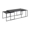 Măsuțe de cafea negru-mat 3 buc. cu blat cu aspect de marmură 60x120 cm Infinity – Actona