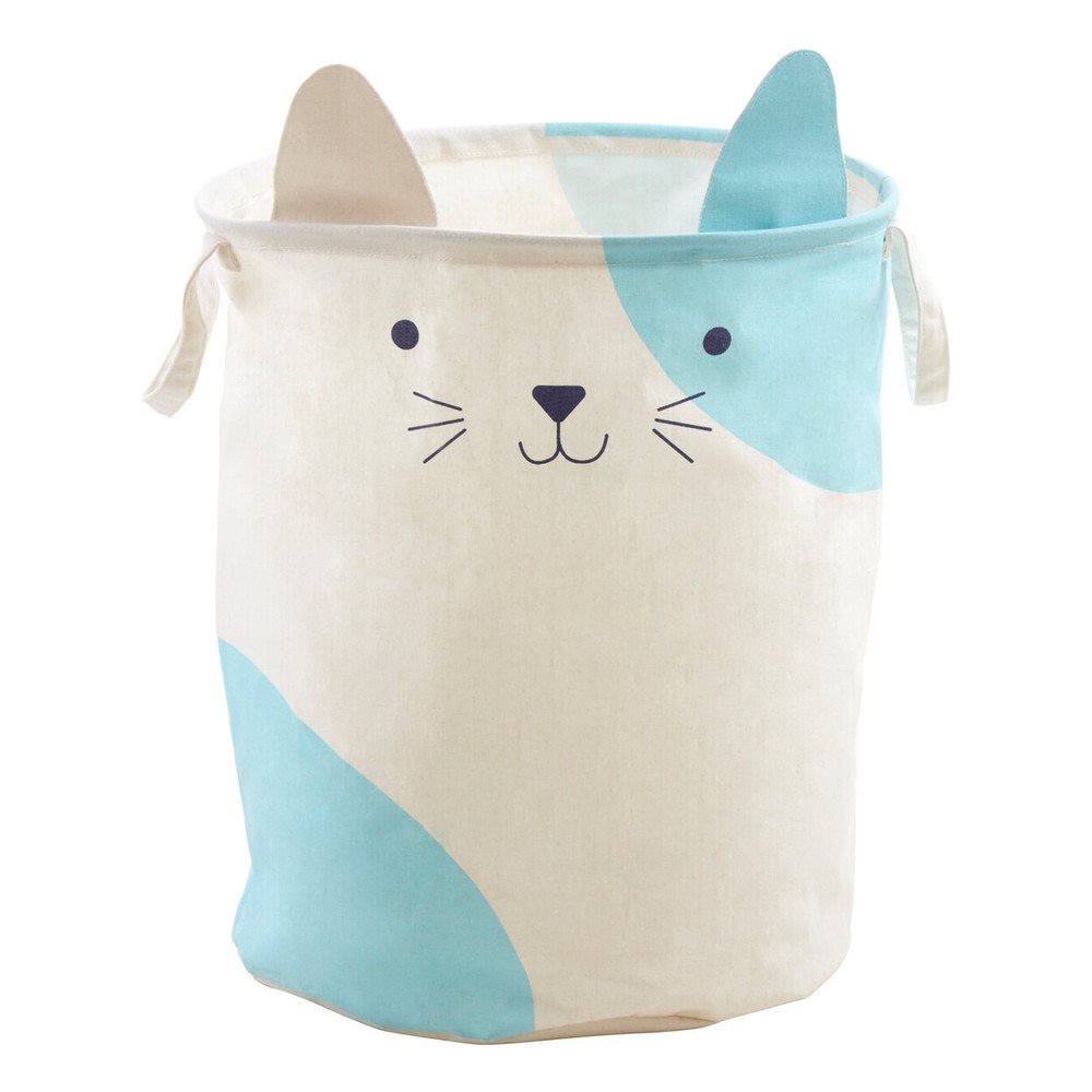Coș de jucării pentru copii alb din material textil ø 40x48 cm Mimo Cat Face – Premier Housewares