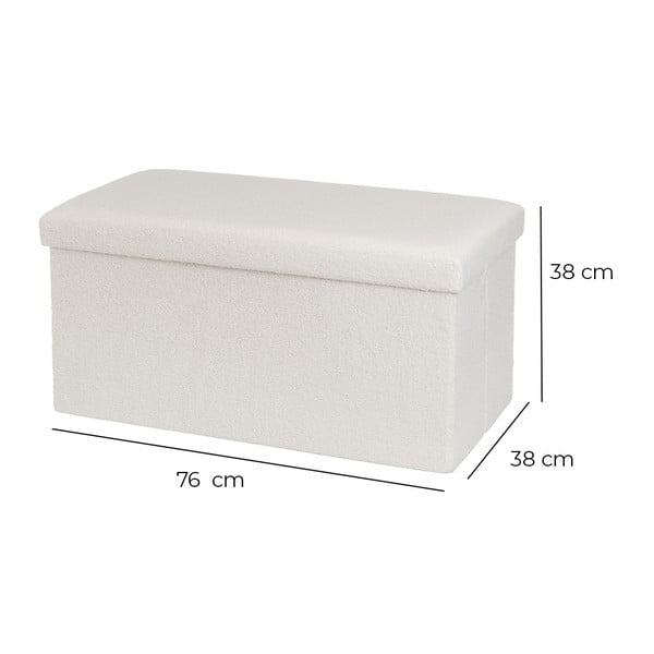 Taburet alb cu tapițerie din țesătură bouclé Ecru – Casa Selección-image-3