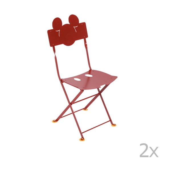 Set 2 scaune pliabile de grădină pentru copii Fermob Bistro Mickey Junior, roșu
