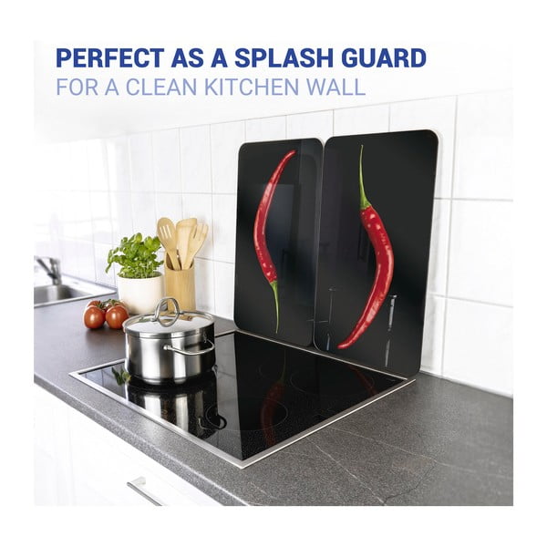 Set 2 protecții din sticlă pentru aragaz Wenko Peperoni, 52 x 30 cm-image-3