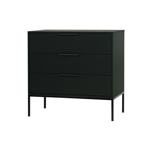 Comodă din lemn de pin WOOOD Adam, negru-image-1