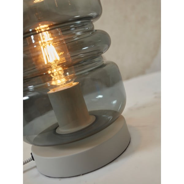 Veioză gri cu abajur din sticlă (înălțime 23 cm) Verona – it's about RoMi-image-3