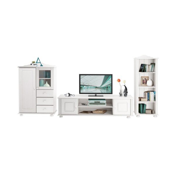 Set mobilier din lemn de pin cu 3 piese Støraa Ella, alb-image-1