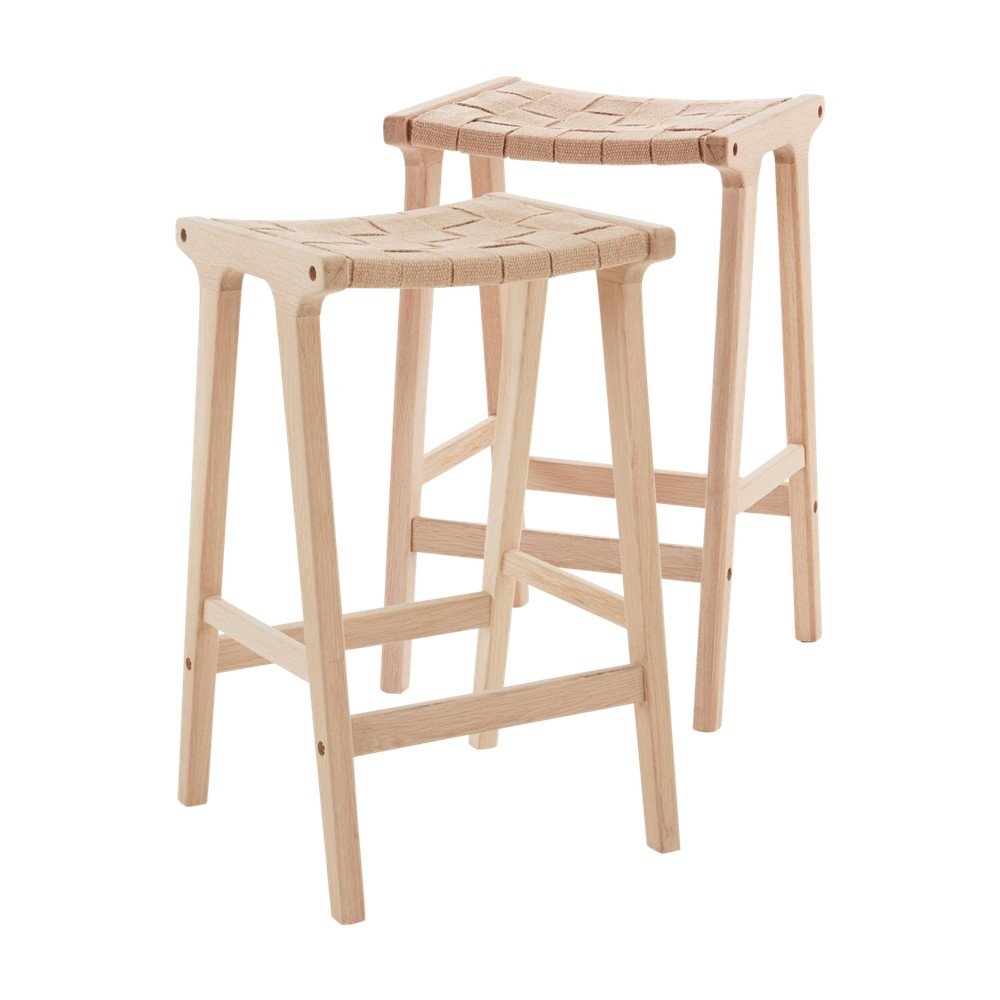 Set de scaune de bar în culoare naturală 2 buc. din lemn de stejar (înălțime șezut 65 cm) Norrebro – Jotex