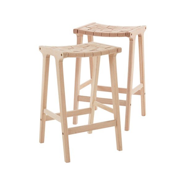 Set de scaune de bar în culoare naturală 2 buc. din lemn de stejar (înălțime șezut 65 cm) Norrebro – Jotex